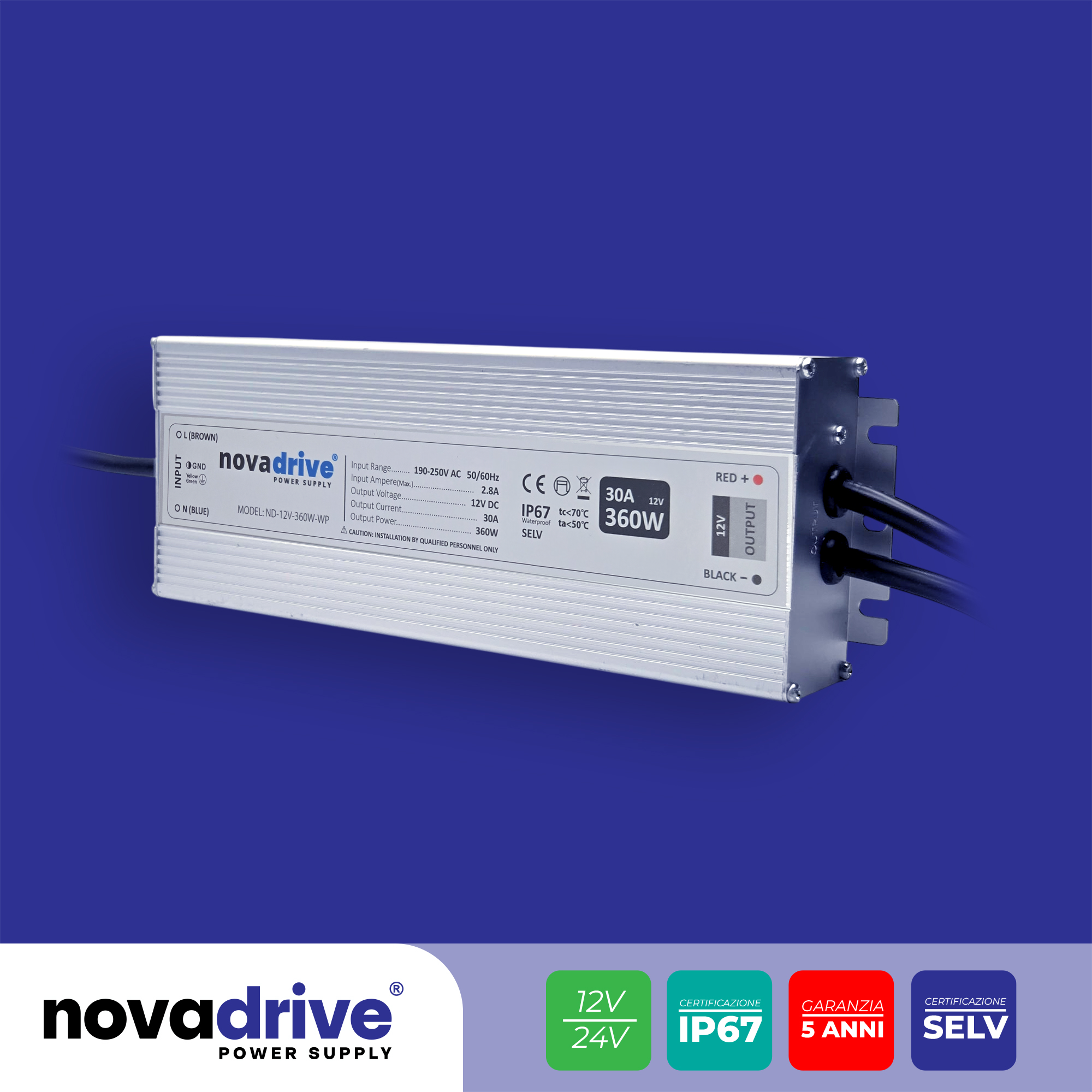 Alimentatore LED NovaDrive 360W - 12V